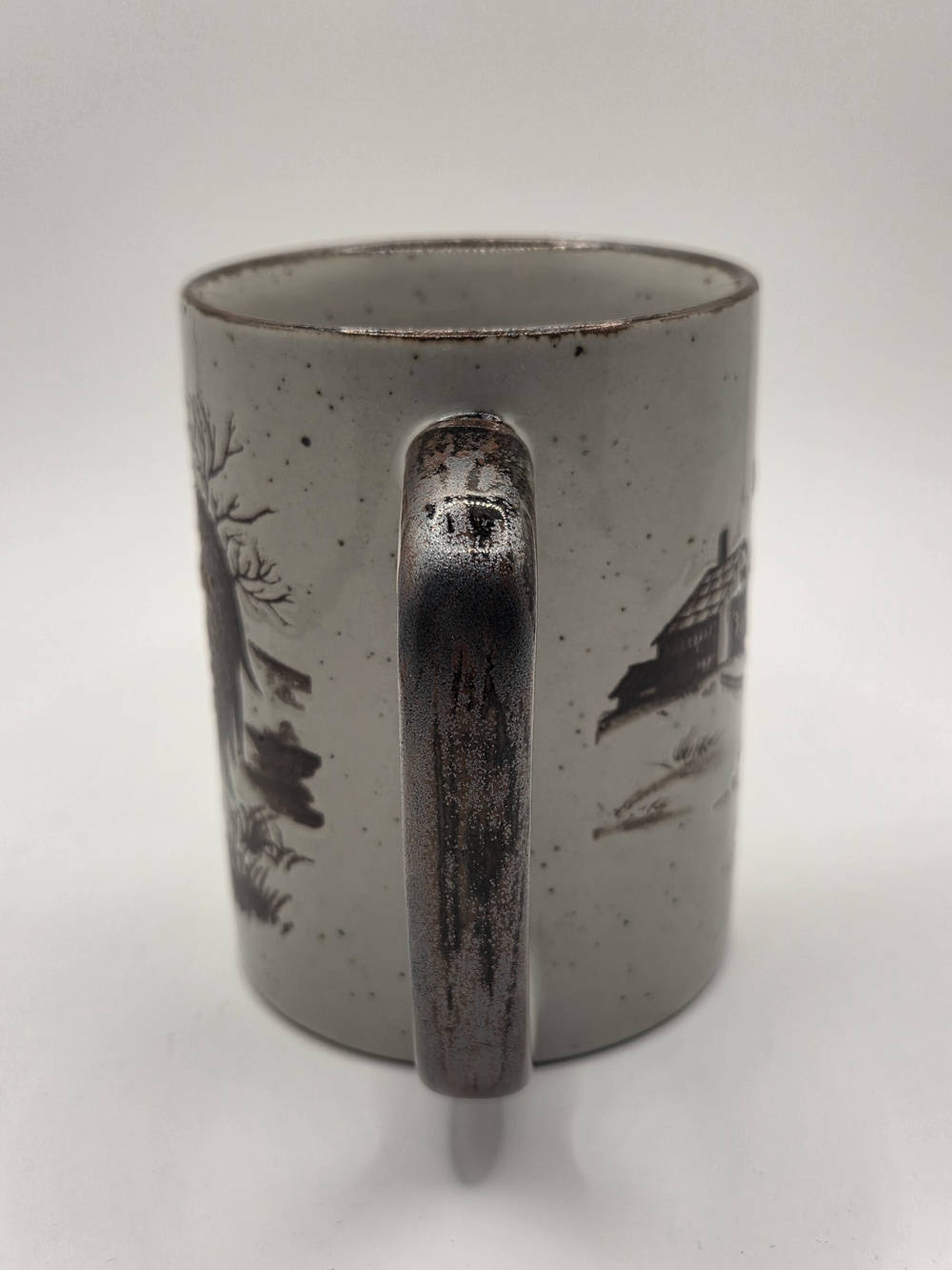 Vintage Otagiri Japan Rooster & Hen Stoneware Mug Speckled Brown Farmhouse Decor - Picture 3 of 7